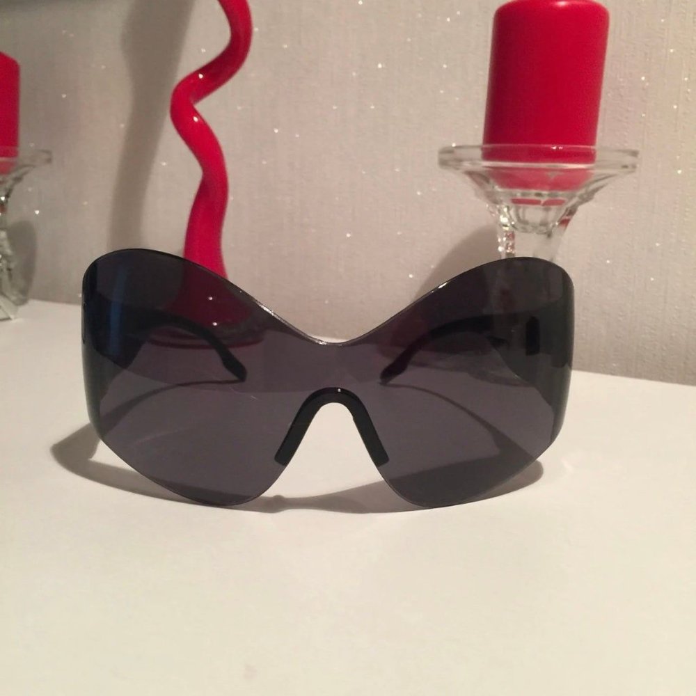New Steampunk Oversized Sunglasses for Women Trends Punk Y2k Sun Glasses Goggle - Picture 3 of 12